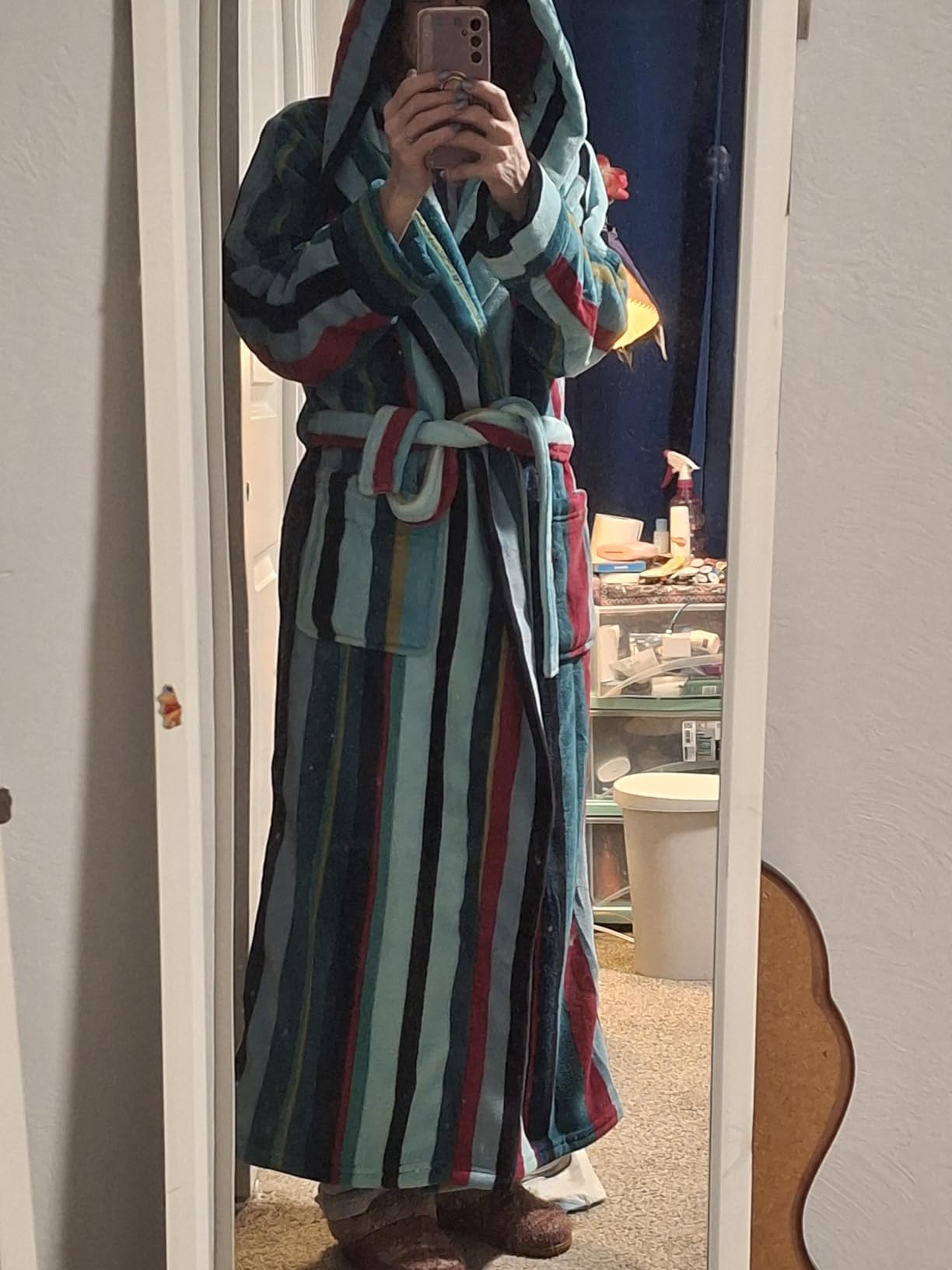 Women's Long Sleeve Plush Fleece Hooded Robe, Full Length Bathrobe customer photo 1