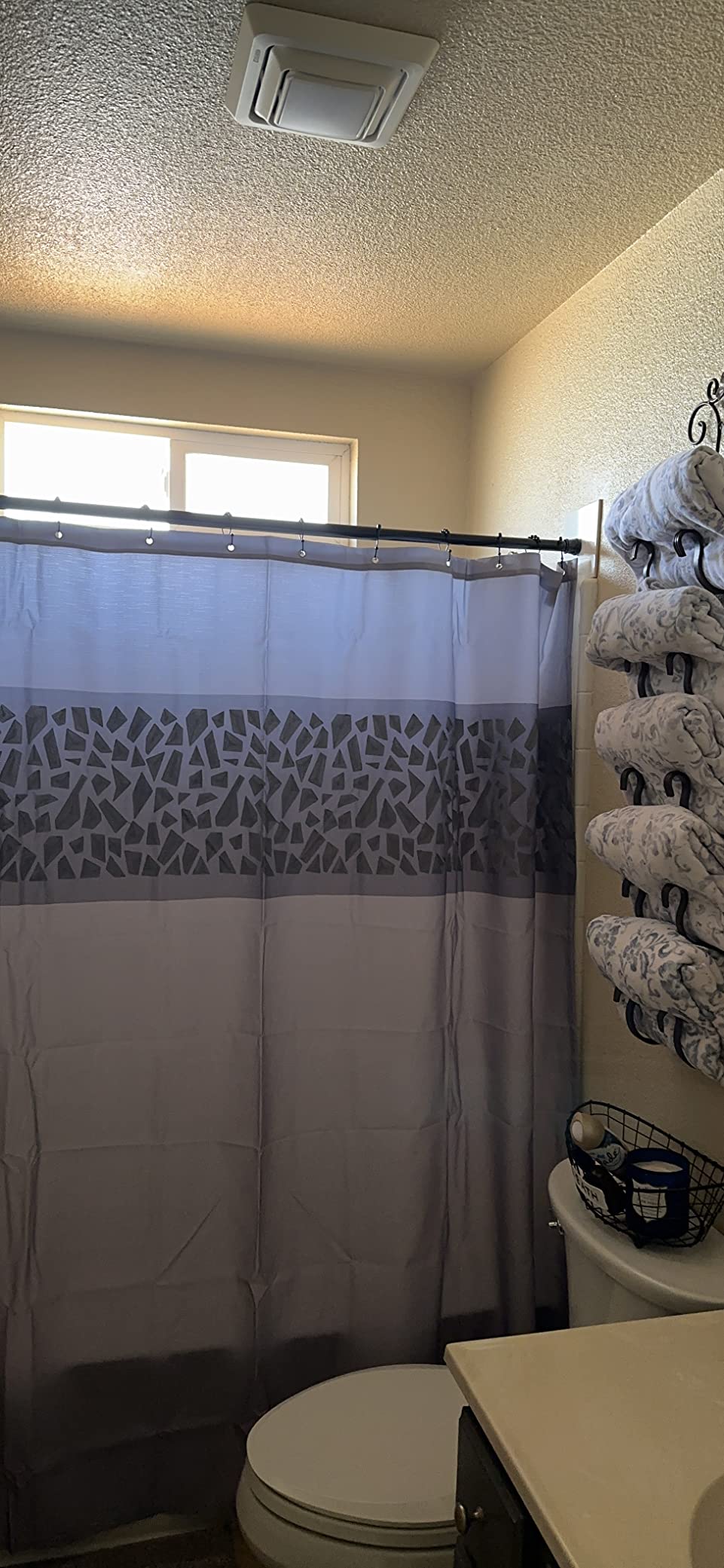 Creative Scents White Fabric Shower Curtain 72x72 - Waffle Weave Bathroom Curtain, Water Repellent Hotel Spa Quality, Heavy Duty 230 GSM Cotton Feel, Machine Washable Bath Curtains with Grommets customer photo 1