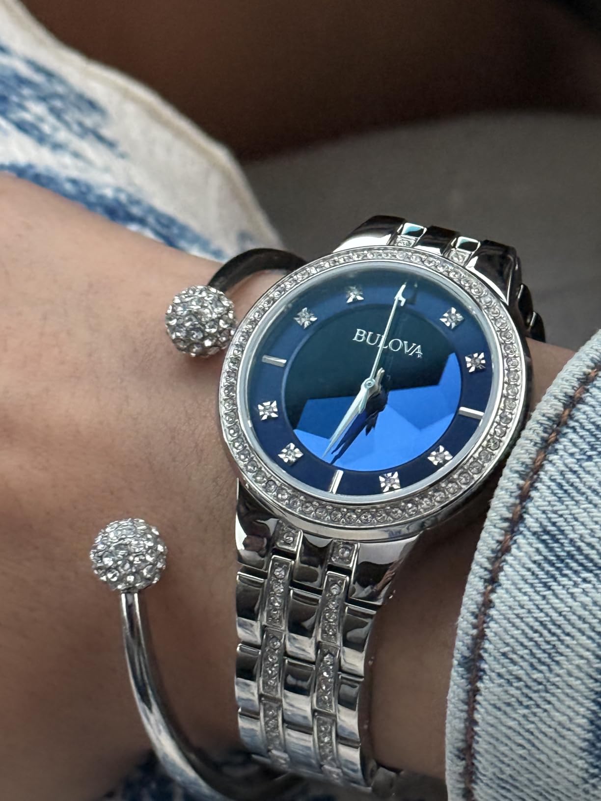 Bulova Ladies' Crystal Phantom 3-Hand Quartz Watch, Faceted Mineral Glass Dial customer photo 1