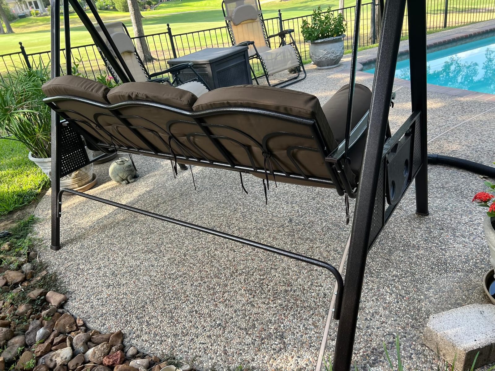 PURPLE LEAF Outdoor Porch Swing for Adults Rust-Resistant Coated Iron Beige customer photo 2