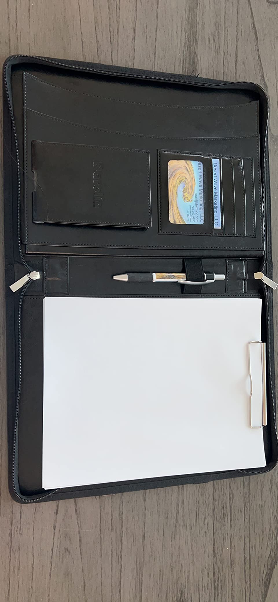 Darolin Leather Portfolio with Handle - Business Clipboard Folio, Rosegold customer photo 2