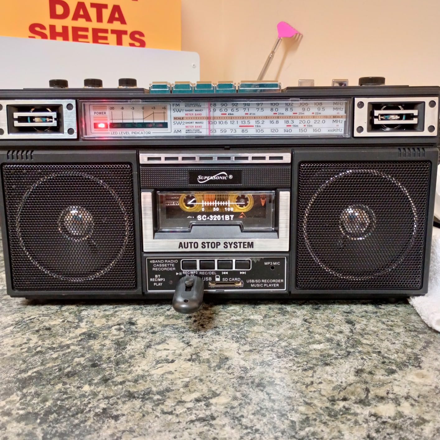 Supersonic SC-3201BT 4 Band Radio & Cassette Player Boombox, Bluetooth Speaker, AM/FM/SW Radio with MP3 Playback, USB & SD Card, 3 Band EQ and Earphone Jack customer photo 1