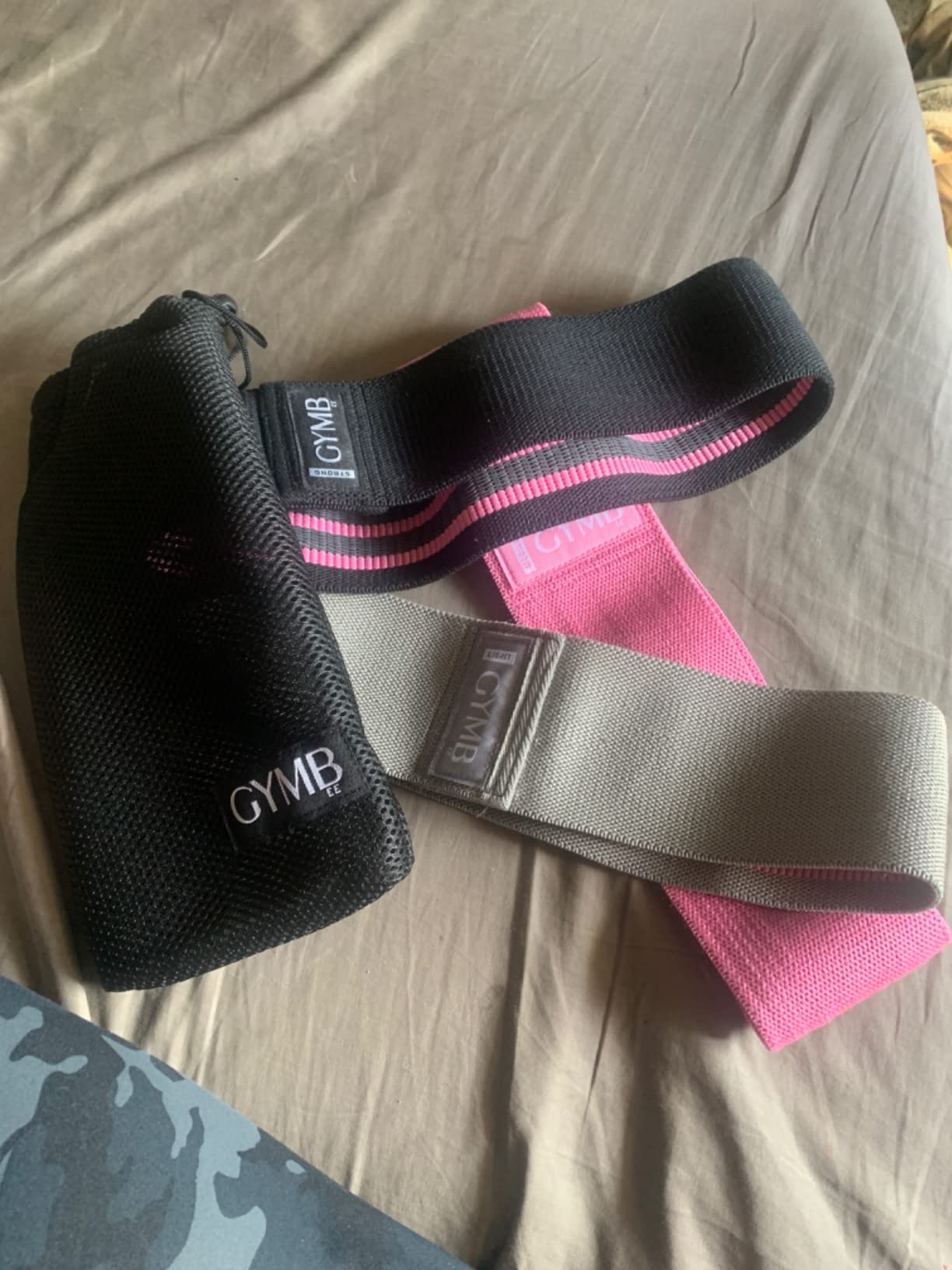 Gymbee Premium Resistance Bands for Working Out - Exercise Bands to Workout Glutes, Thighs & Legs - No Slip Cloth Booty Bands for Gym & Home Fitness, Yoga, Strength & Pilates for Men/Women - 3 Levels customer photo 1