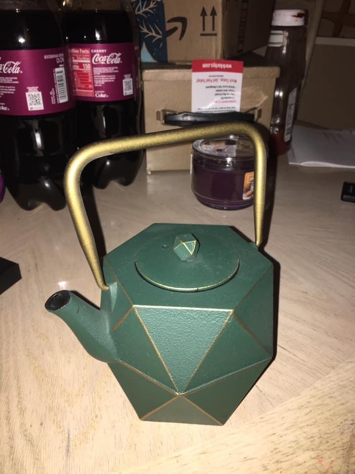 Toptier Cast Iron Teapot, Stovetop Safe Japanese Cast Iron Tea Kettle, Diamond Design Tea Pot with Removable Infuser for Loose Tea, 30 Ounce (900 ml), Dark Green customer photo 2