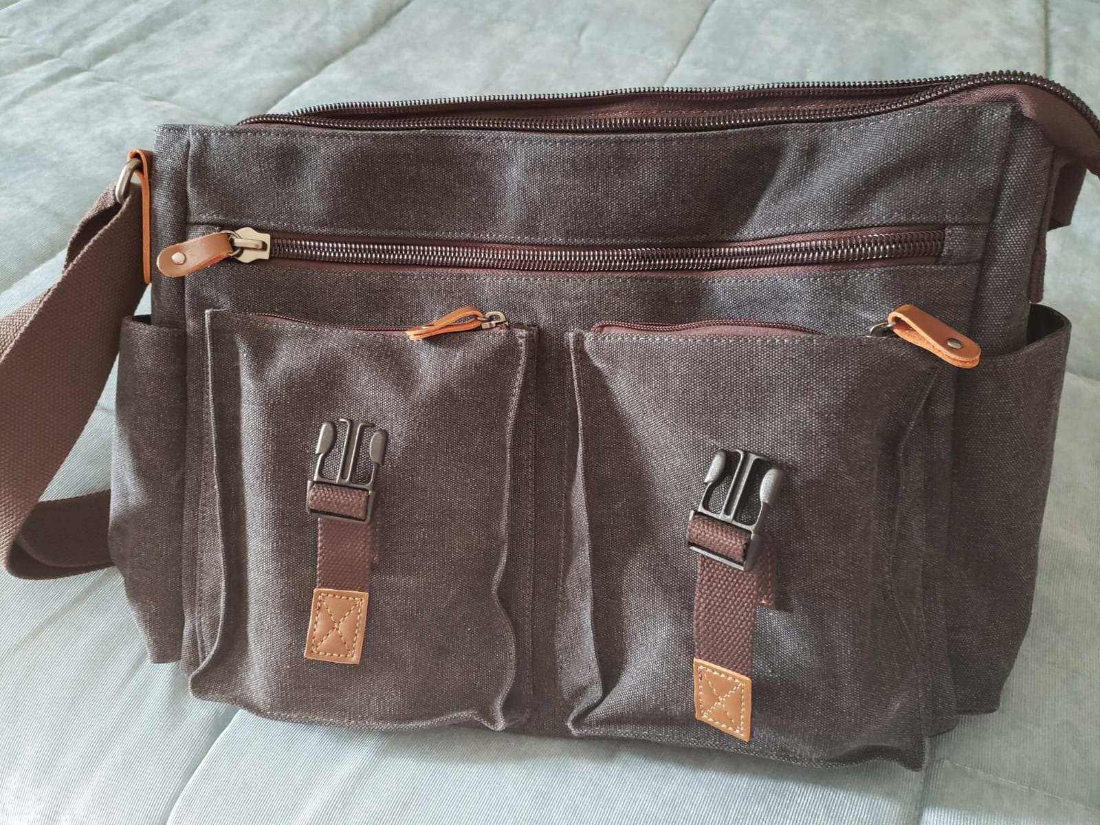 Messenger Bag for Men,VASCHY Vintage Water Resistant Canvas Satchel 14 15.6 17inch Laptop Briefcase customer photo 1