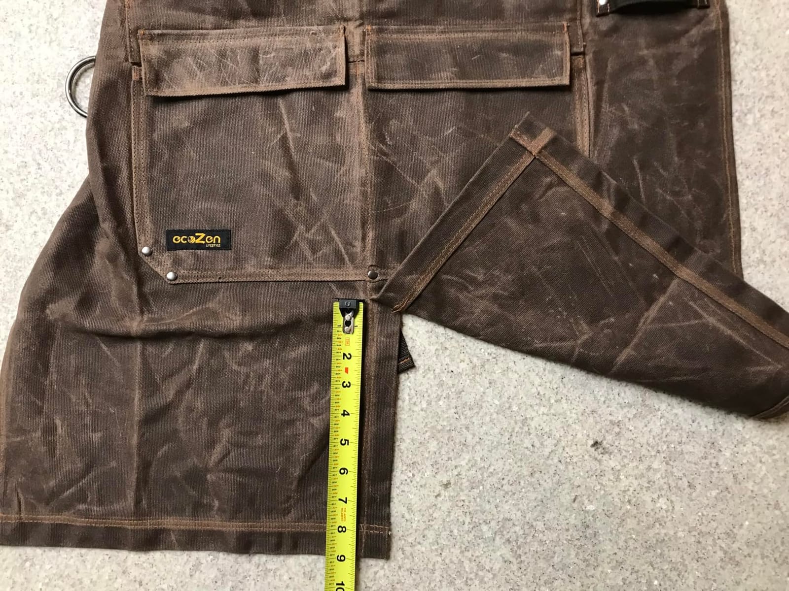 ecoZen 16oz Waxed Canvas Work Apron with Pockets - Waterproof, Fully Adjustable to Comfortably Fit Men and Women, 27 x 34 inches, Tough Tool Apron for Lasting Protection - Brown, Size S to XXL customer photo 2