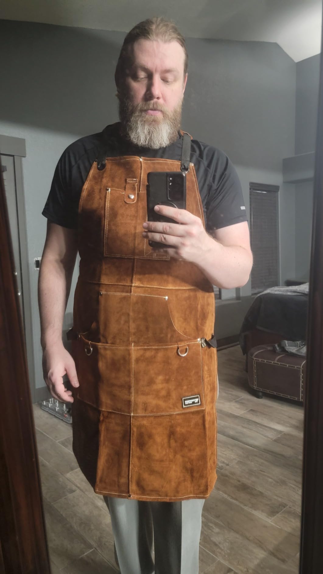 FIGHTECH Leather Welding Apron 11 Tool Pockets Heavy Duty - Wood Working Shop Apron Men Blacksmith Carpenter Adjustable M-XXL customer photo 2
