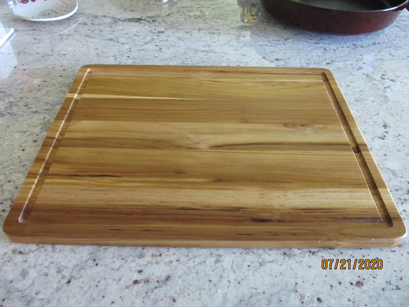 Acacia End Grain Cutting Board (17x13x1.5in), Butcher Block - Reversible Multipurpose Chopping Board with Juice Groove, Cracker Holder & Inner Handles customer photo 2