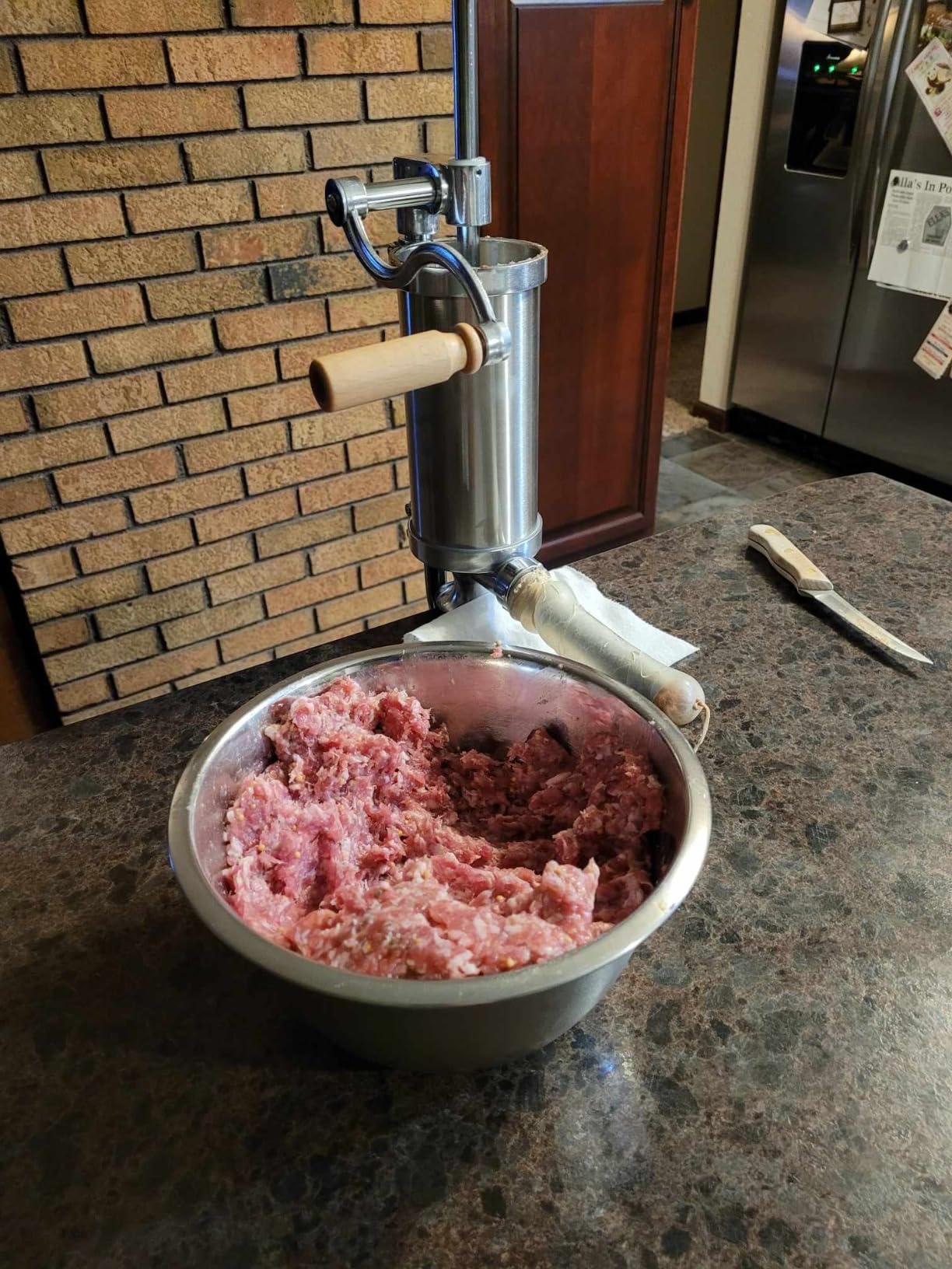 Sausage Stuffer, Stainless Steel Homemade Sausage Maker Vertical Meat Filling Kitchen Machine, Packed 8 Stuffing Tubes (2.5LBS VERTICAL) customer photo 2