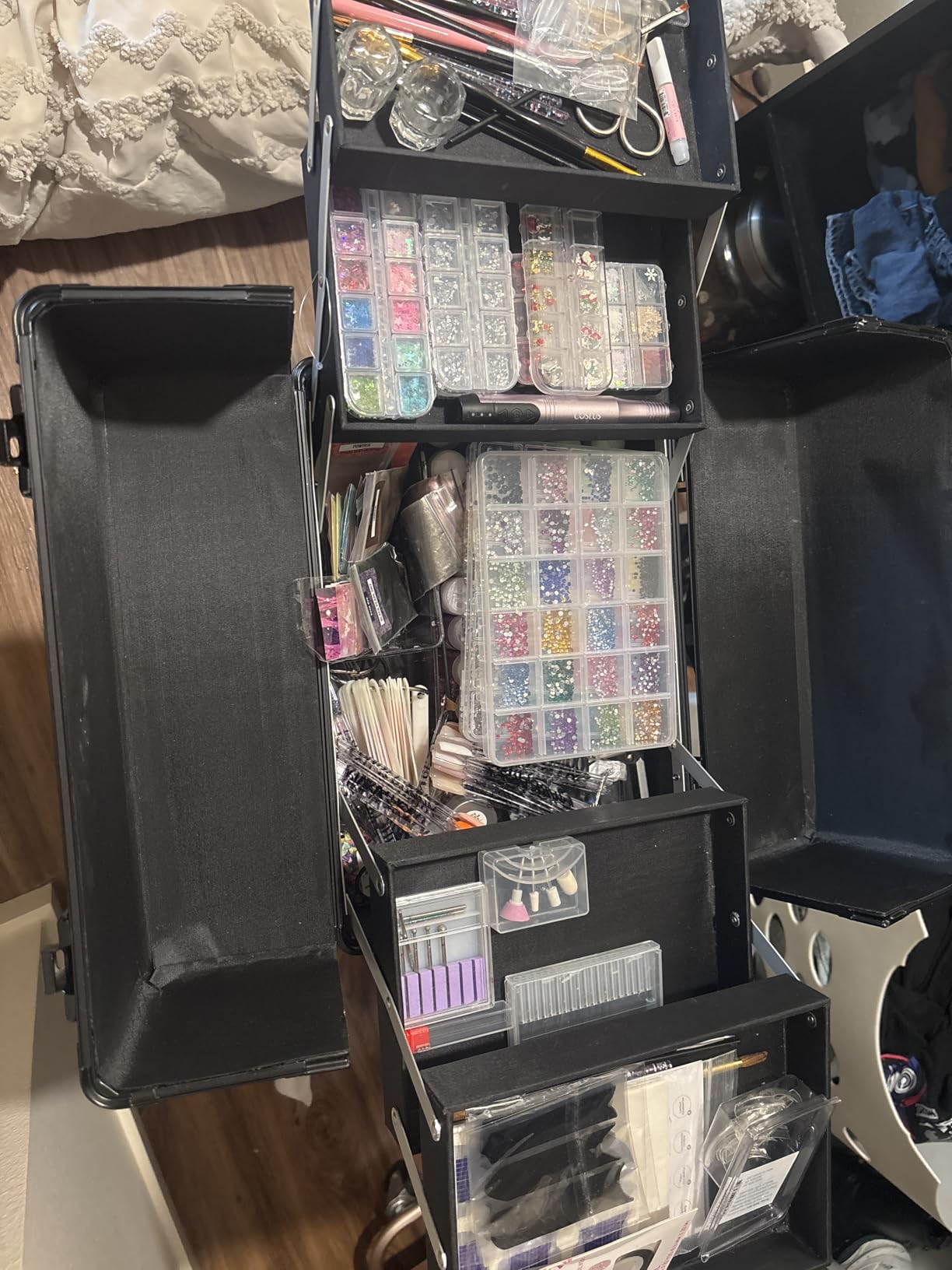 Yaheetech 4 in 1 Rolling Makeup Train Case, Lockable Black Cosmetology Cart customer photo 2
