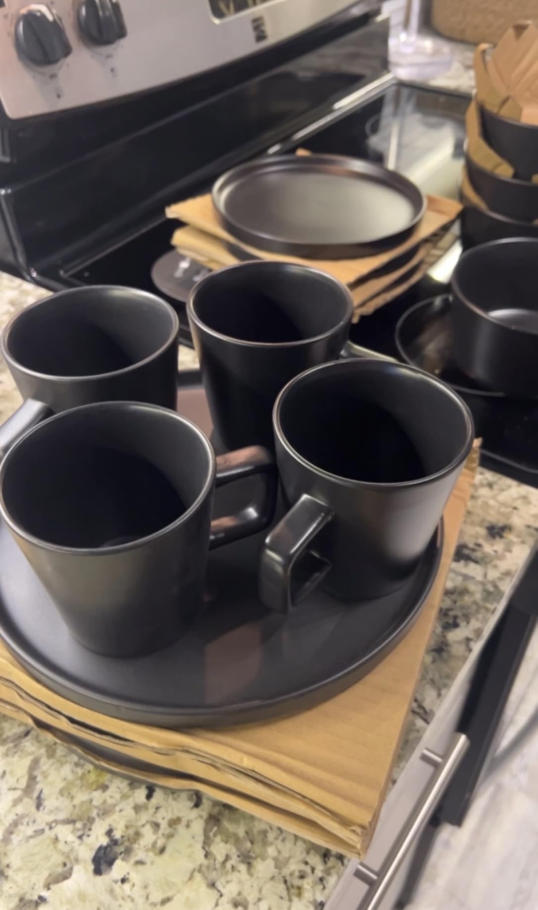 Stone Lain Coupe Stoneware Dinnerware Set, Service for 4, Gray Matte customer photo 1