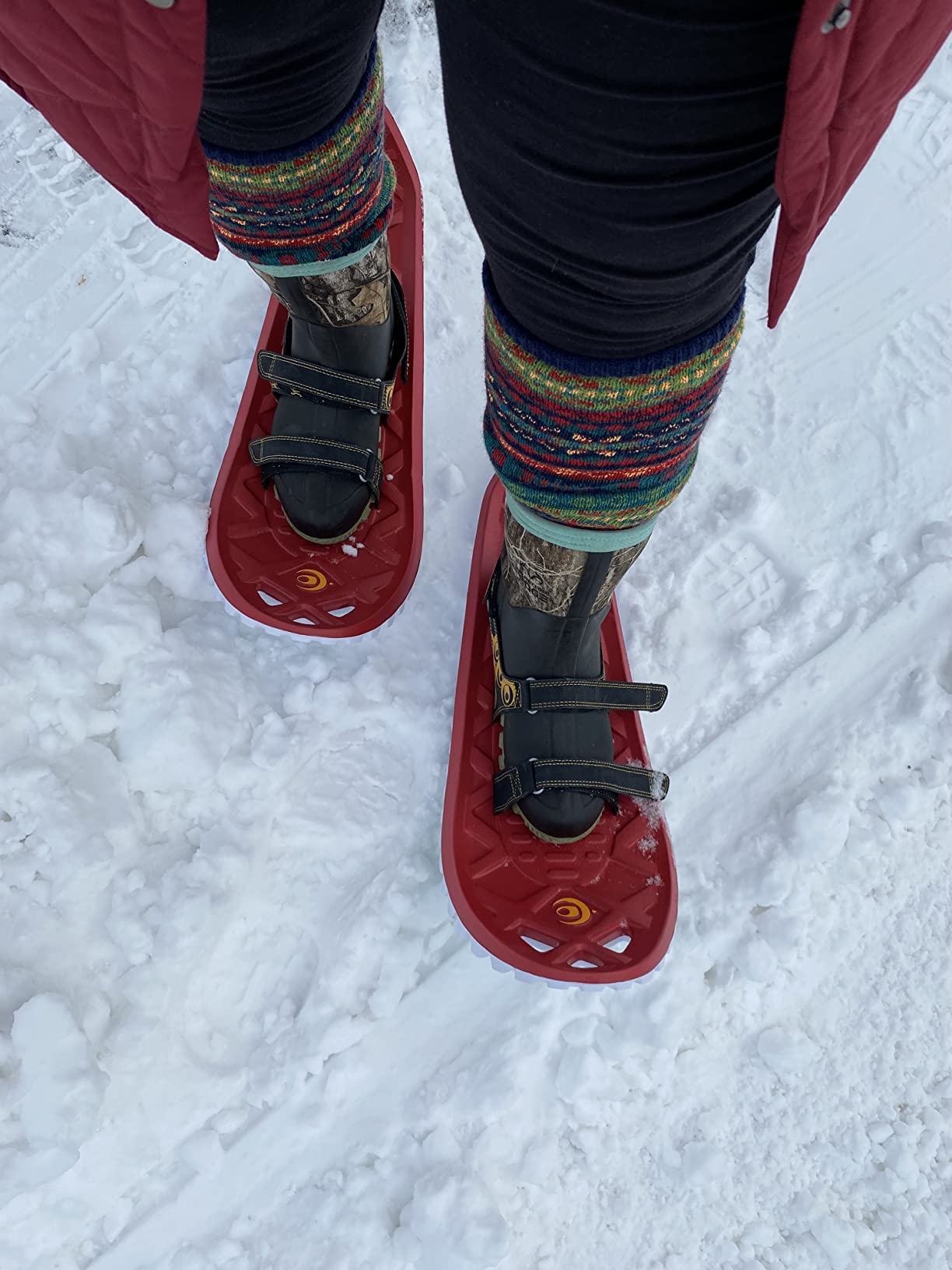 Crescent Moon EVA Unisex Ultralight EVA Foam Snowshoes for Men & Women Adults, for Hiking and Running, with Dual Density Rocker Cloud Deck and Ice Spikes customer photo 1