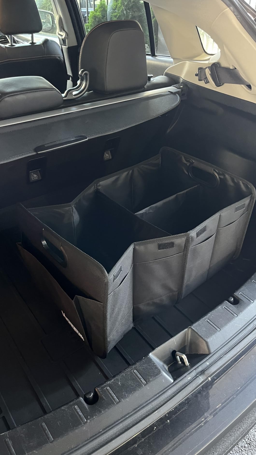 Homeve Car Trunk Organizer for SUV, 18.5Gal Large Capacity No-Sag Heavy Duty, Foldable Waterproof Anti-Slip Storage with 12 Pockets, Fit Sedan,Truck, Universal Car Accessories, Black, Large, 2 Compart customer photo 1