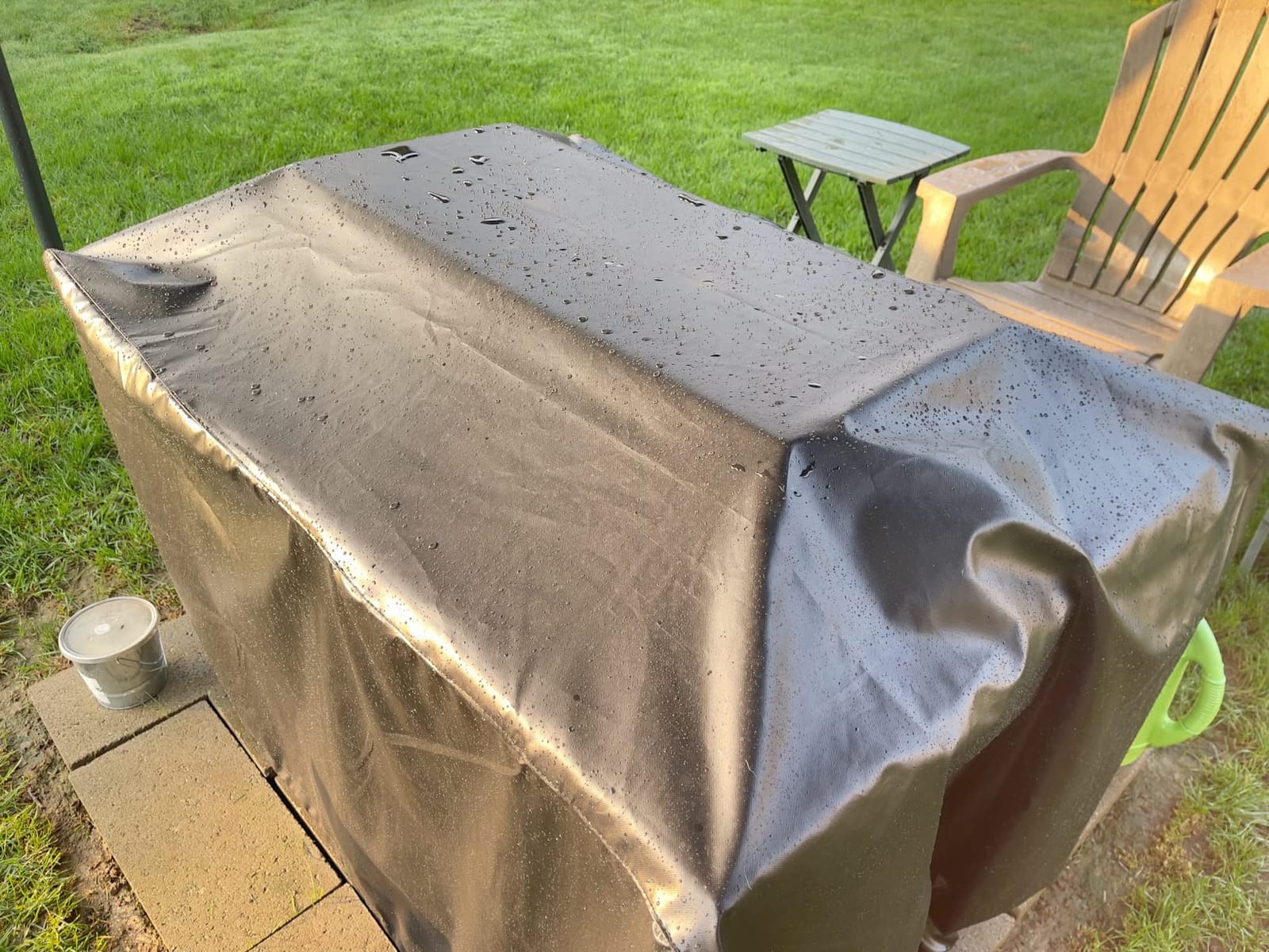 SHINESTAR Round Fire Pit Cover for 22-32 Inch Fire Pit - Waterproof and Windproof, with Straps and Built-in Vents, 32 Dia x 13.5 H, Black customer photo 1