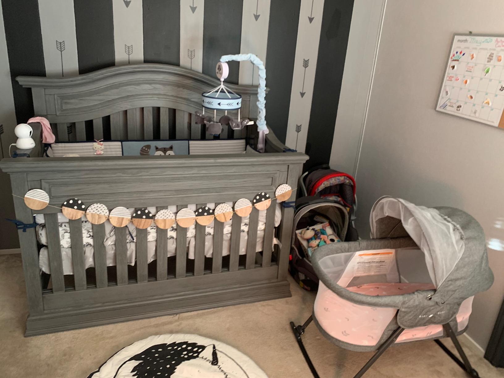 Baby Delight Slumber Deluxe Rocking Bassinet, Portable Baby Bassinet, Removable Canopy, Charcoal Tweed customer photo 2