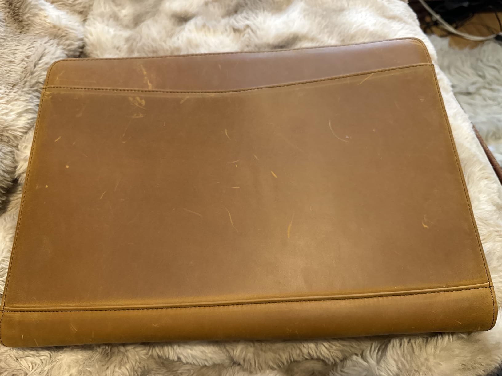 Genuine Leather Business Portfolio Padfolio Folder with Zipper for Men, Men's Leather Padfolio Folder for 13