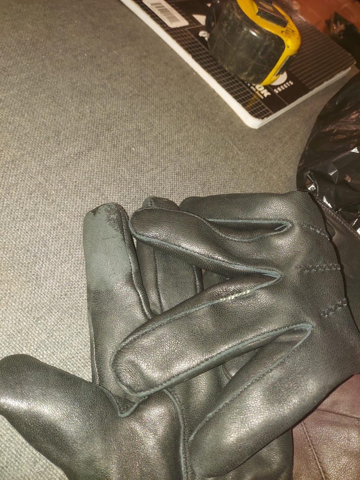 Harssidanzar Leather Gloves for Men,Winter Sheepskin Driving Gloves Cashmere Lined customer photo 2