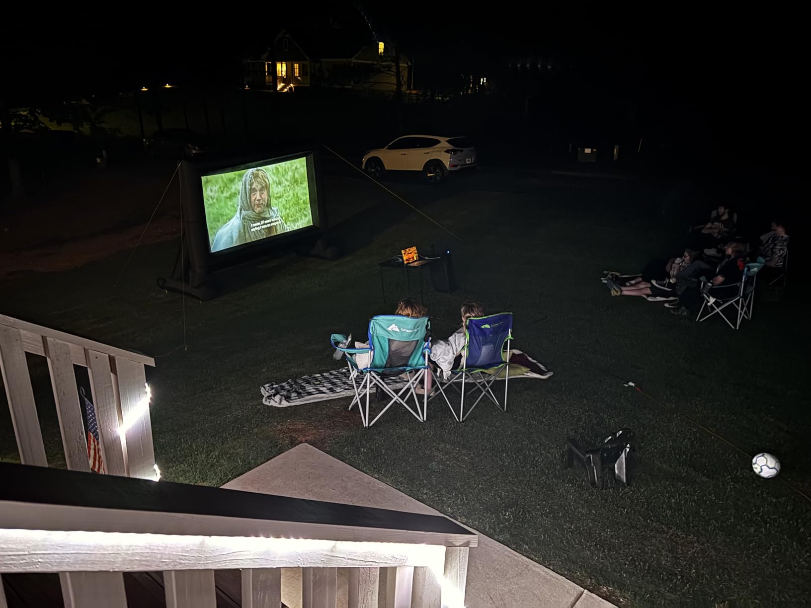 XHYCPY Inflatable Projector Screen 15ft with Air Blower and Storage Bag, Easy Set up, Front and Rear Projection for Outdoor Movie Night Backyard Pool Fun customer photo 2