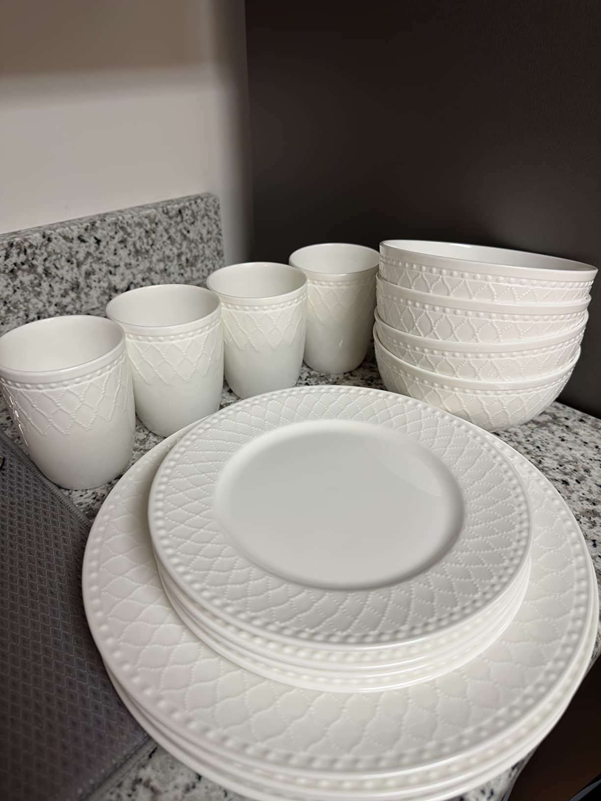 Stone Lain Alexandria 16-Piece Dinnerware Set Bone China, White customer photo 2