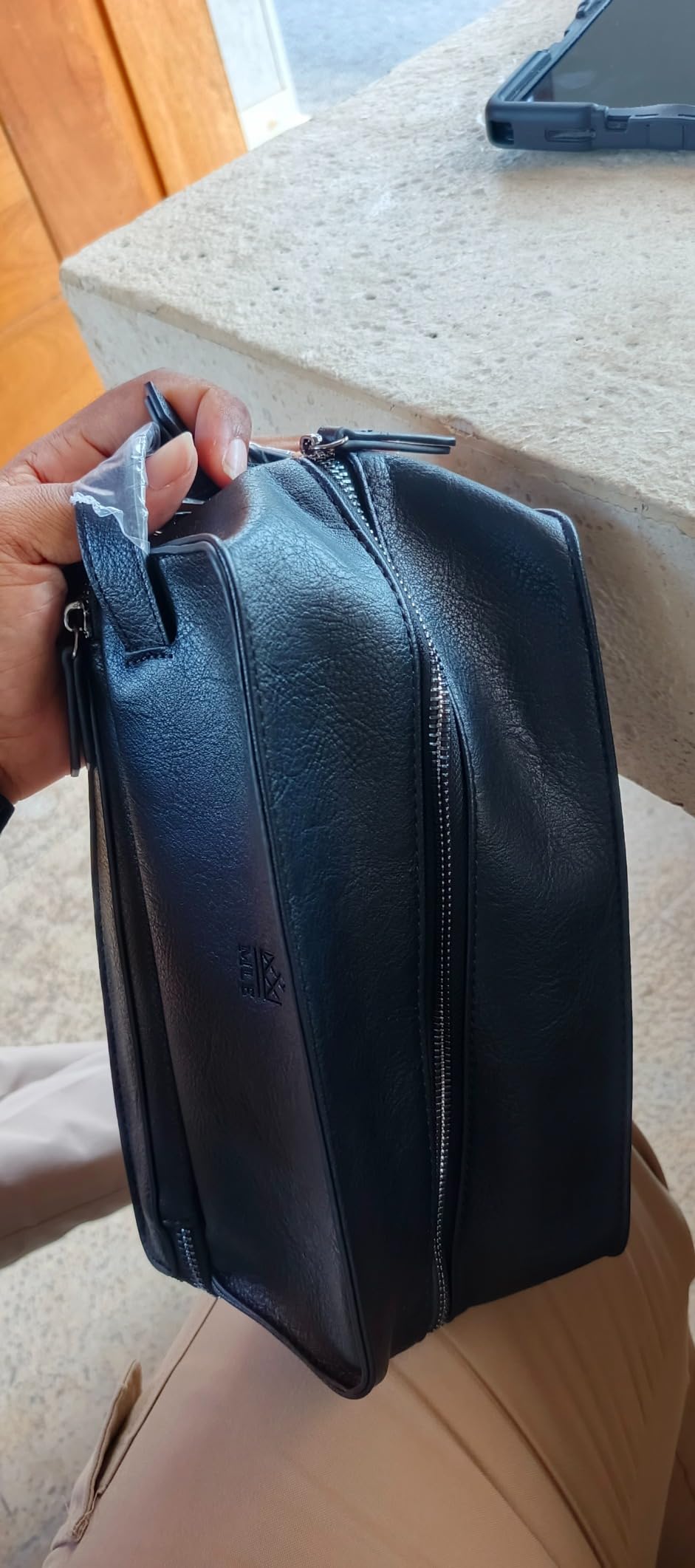 MAKE LIFE EXCLUSIVE Men's Leather Toiletry Bag, Travel Dopp Kit, Shave Kit customer photo 2