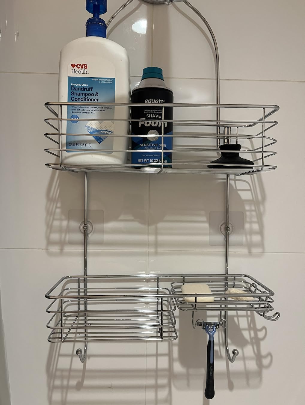 SMARTAKE Hanging Shower Head Caddy, Shower Shelf Organizer, Silver customer photo 1