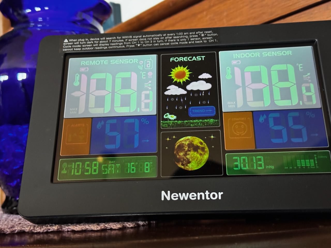 Newentor Weather Station Wireless Indoor Outdoor Thermometer, Black,1Sensor customer photo 1