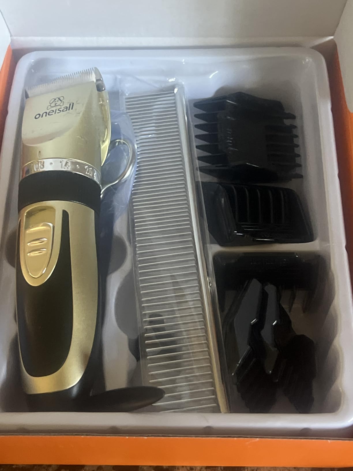oneisall Dog Grooming Clippers with LED Display for Dogs & Cats | Low Noise Quiet,2-Speed,Cordless Rechargeable,Fast Charge,Detachable,Waterproof,Battery Level Display, Model X2,Gold customer photo 2