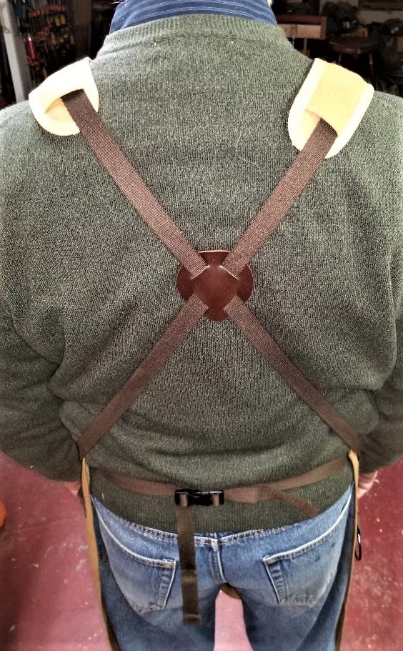 Waxed Canvas Shop Apron for Men & Women.Woodworking Aprons Heavy Duty Work Apron with Pockets. Big Bulk Tool Apron with Adjustable Cross-Back Strap.Adjustable S to XXL (Brown) customer photo 2