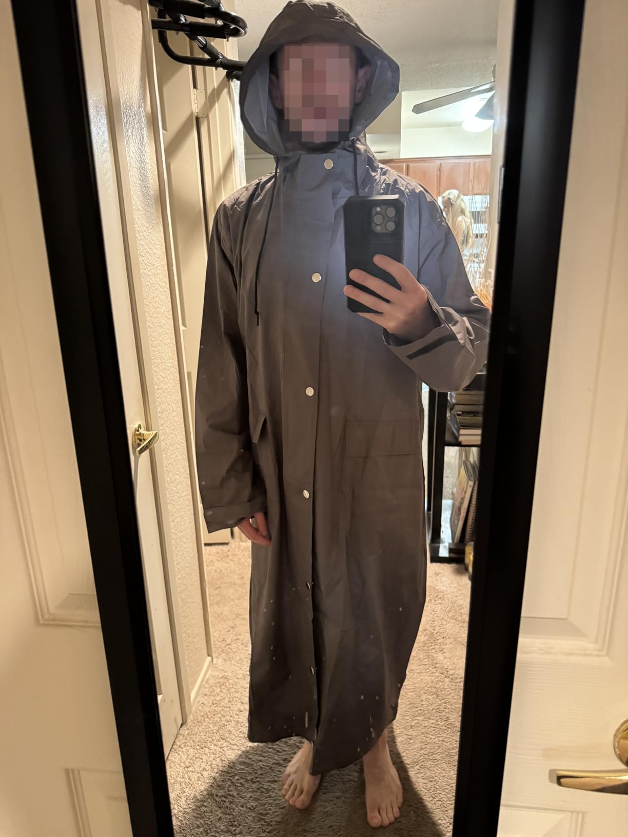 COOFANDY Long Rain Coats for Men Waterproof Trench Jacket with Hood customer photo 2