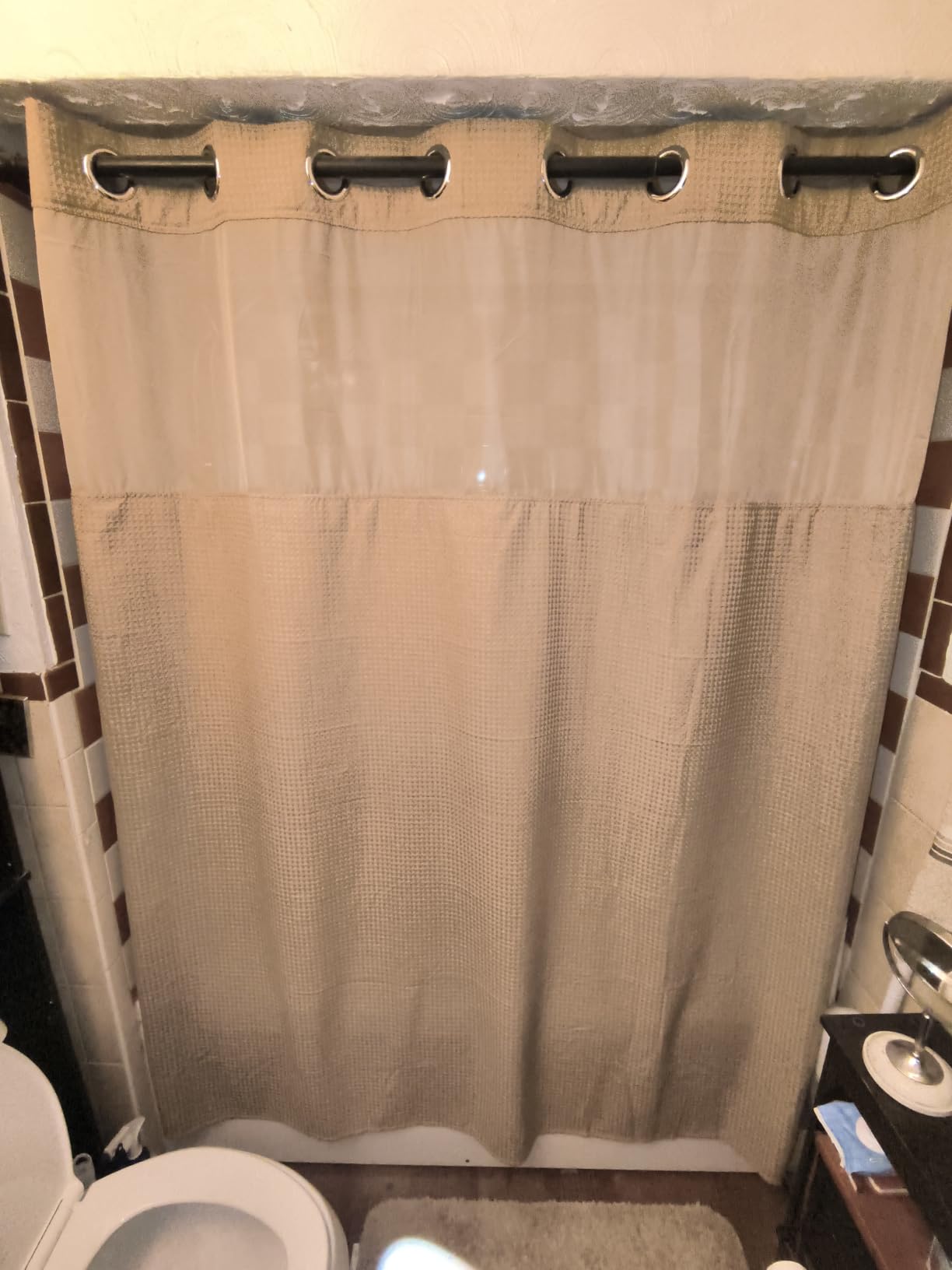 River Dream Linen Cotton Blend Fabric Shower Curtain Set with Liner, 71x74 customer photo 1