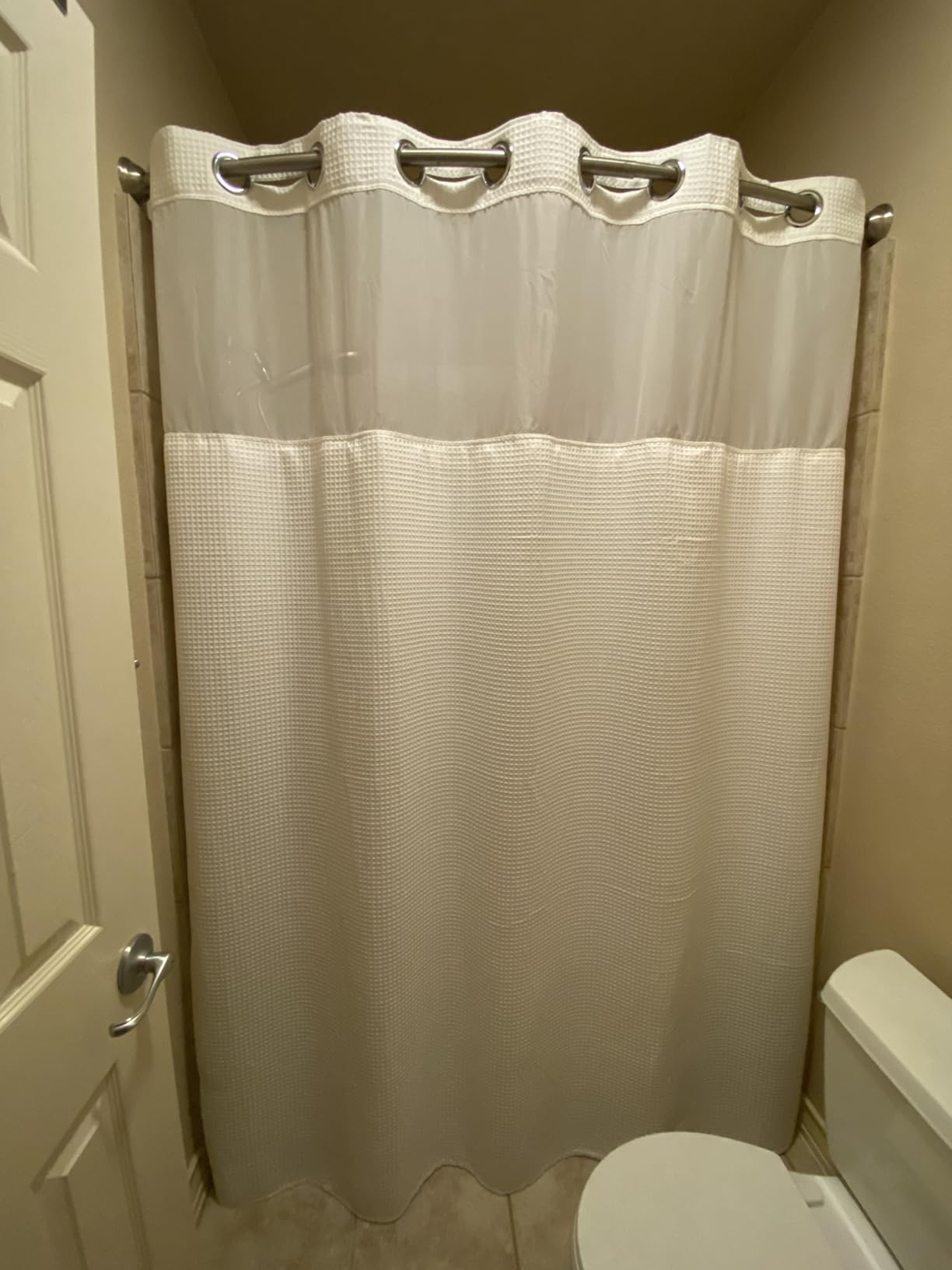 River Dream Linen Cotton Blend Fabric Shower Curtain Set with Liner, 71x74 customer photo 2