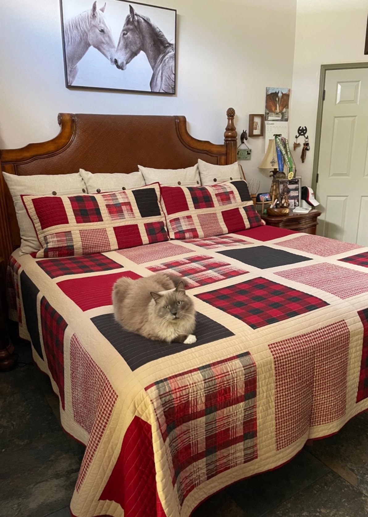 Woolrich Mill Creek Reversible Quilt Set - Cottage Styling Reversed to Solid Color, All Season Lightweight Coverlet, Cozy Bedding Layer, Matching Shams, Oversized Full/Queen, Plaid Green 3 Piece customer photo 1