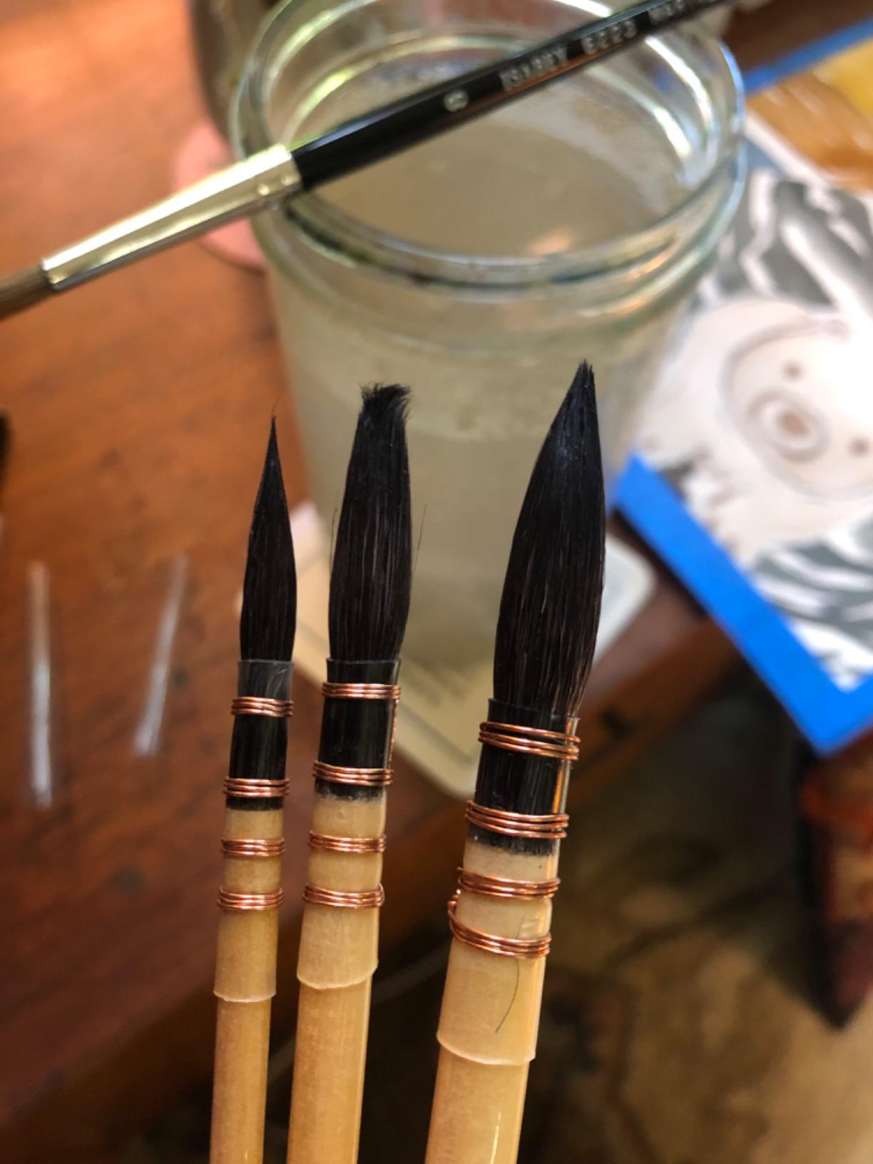 DUGATO Squirrel Hair Watercolor Paint Brushes, Mop Round Tip Brush, 4-Piece customer photo 2