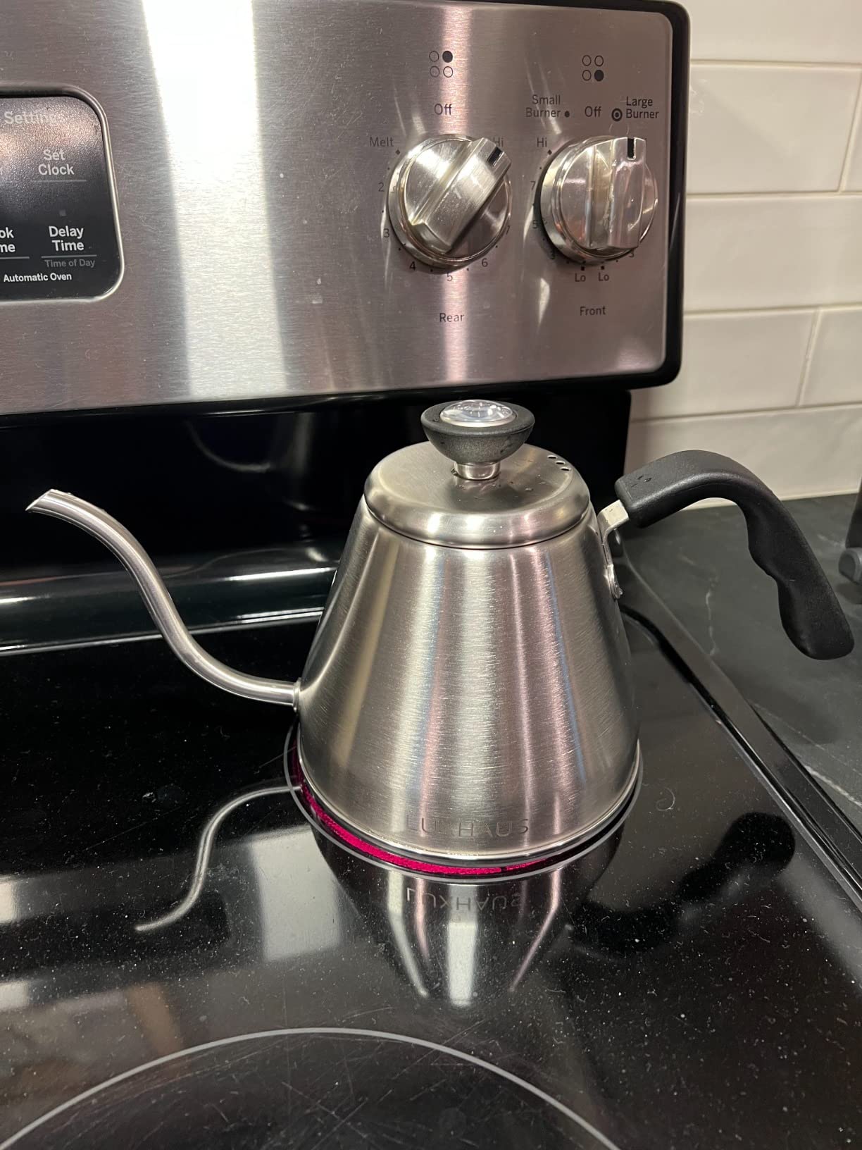 LuxHaus Pour Over Kettle - Gooseneck Kettle With Thermometer - Coffee and Tea Maker for Stovetop - 40oz customer photo 1