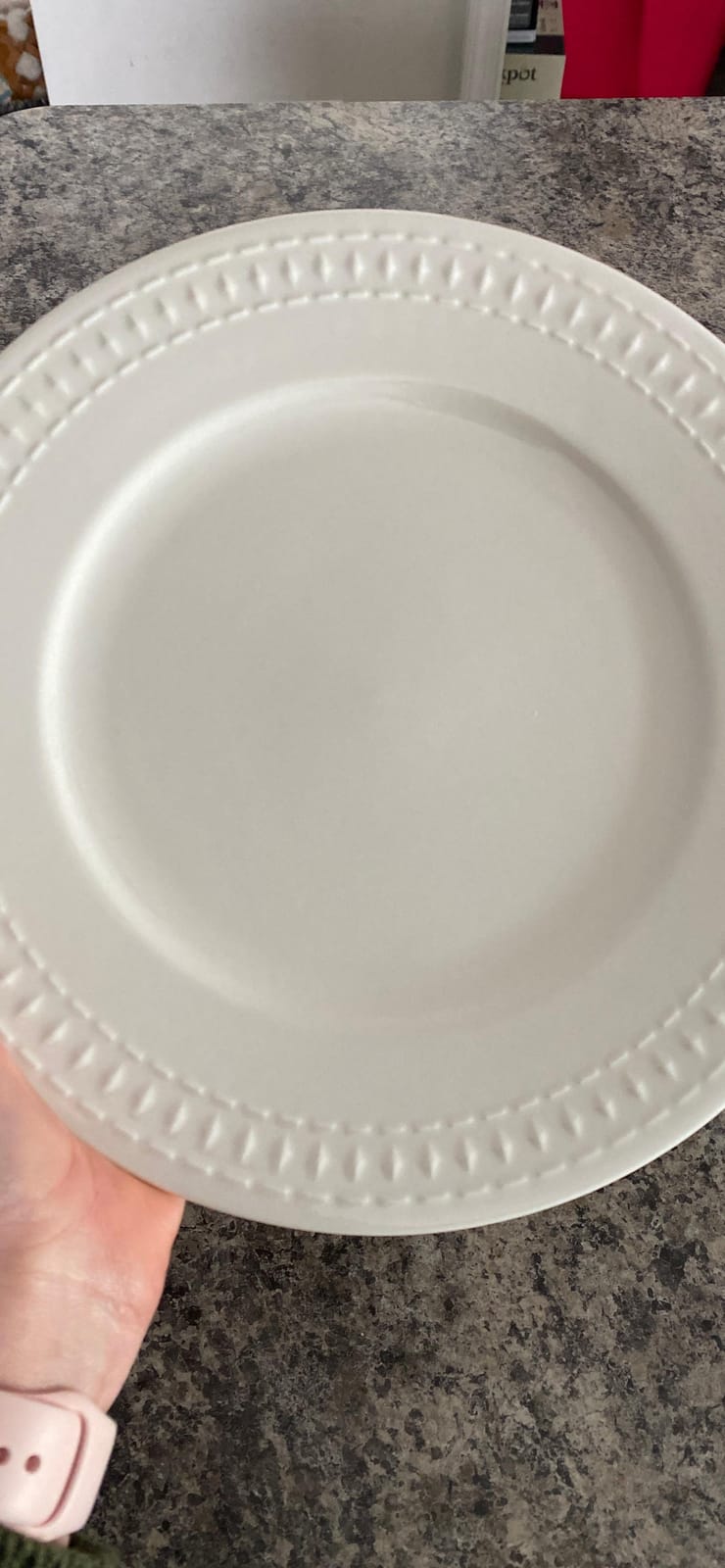 Tabletops Gallery Embossed Bone White Porcelain Round Dinnerware Collection- Chip Resistant Scratch Resistant, Fleur 16 Piece Dinnerware Set (Dinner Plate, Salad Plate, Cereal Bowl, Mug) customer photo 2