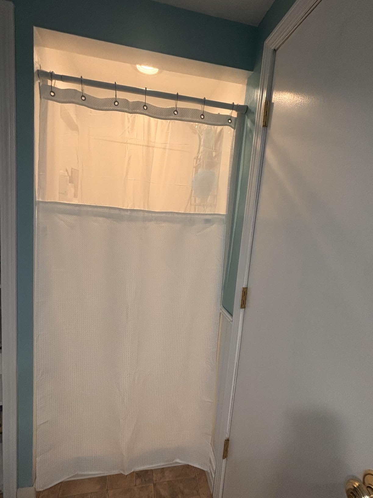 N&Y HOME Waffle Weave Shower Curtain with Snap-in Liner Set White, 71x72 customer photo 1