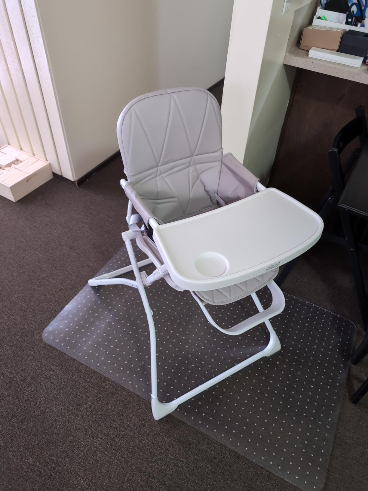 Primo PopUp Folding High Chair for Baby Age 6 to 36 Months - Taupe Folding Beach Style High Chair with Removable Dishwasher Safe Tray, 3pt Safety Harness, Leatherette Seat - Space Saving Design customer photo 1