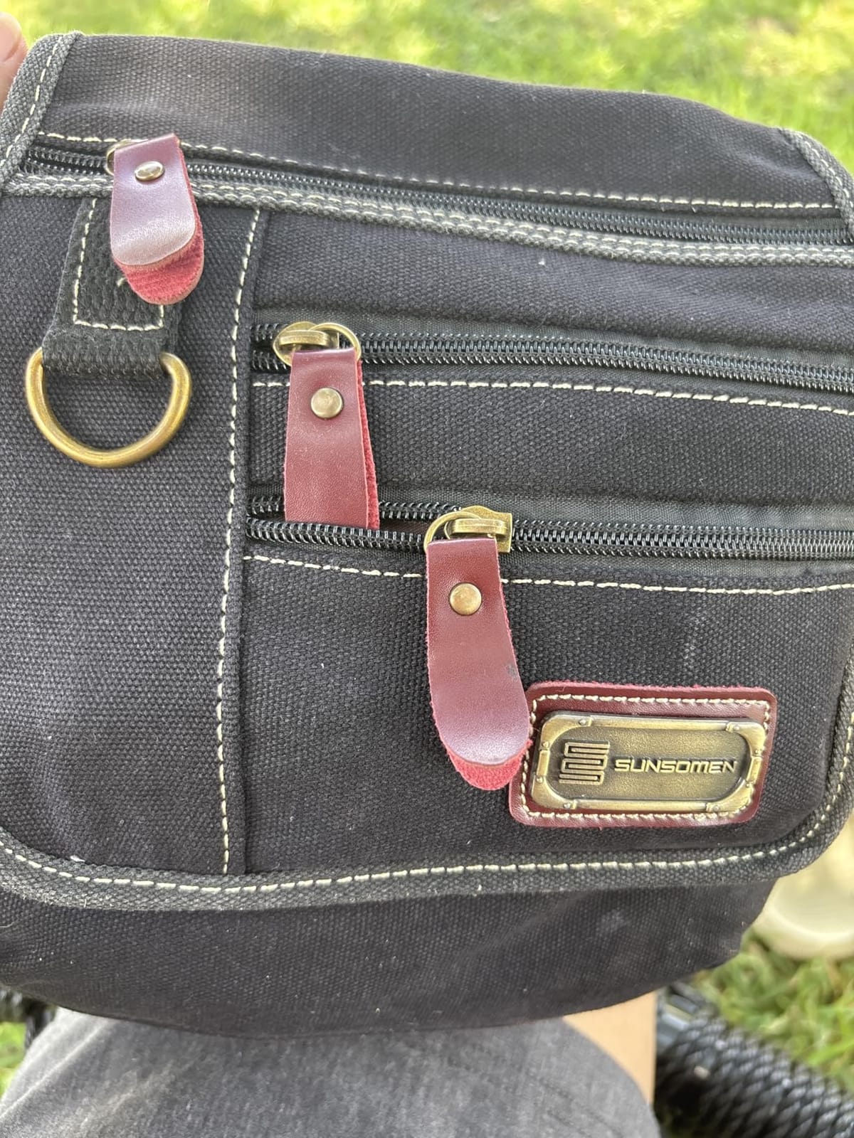 Mens bag Canvas Shoulder Bag Small Messenger Crossbody Bag Work Bag Vintage Multi-function customer photo 2