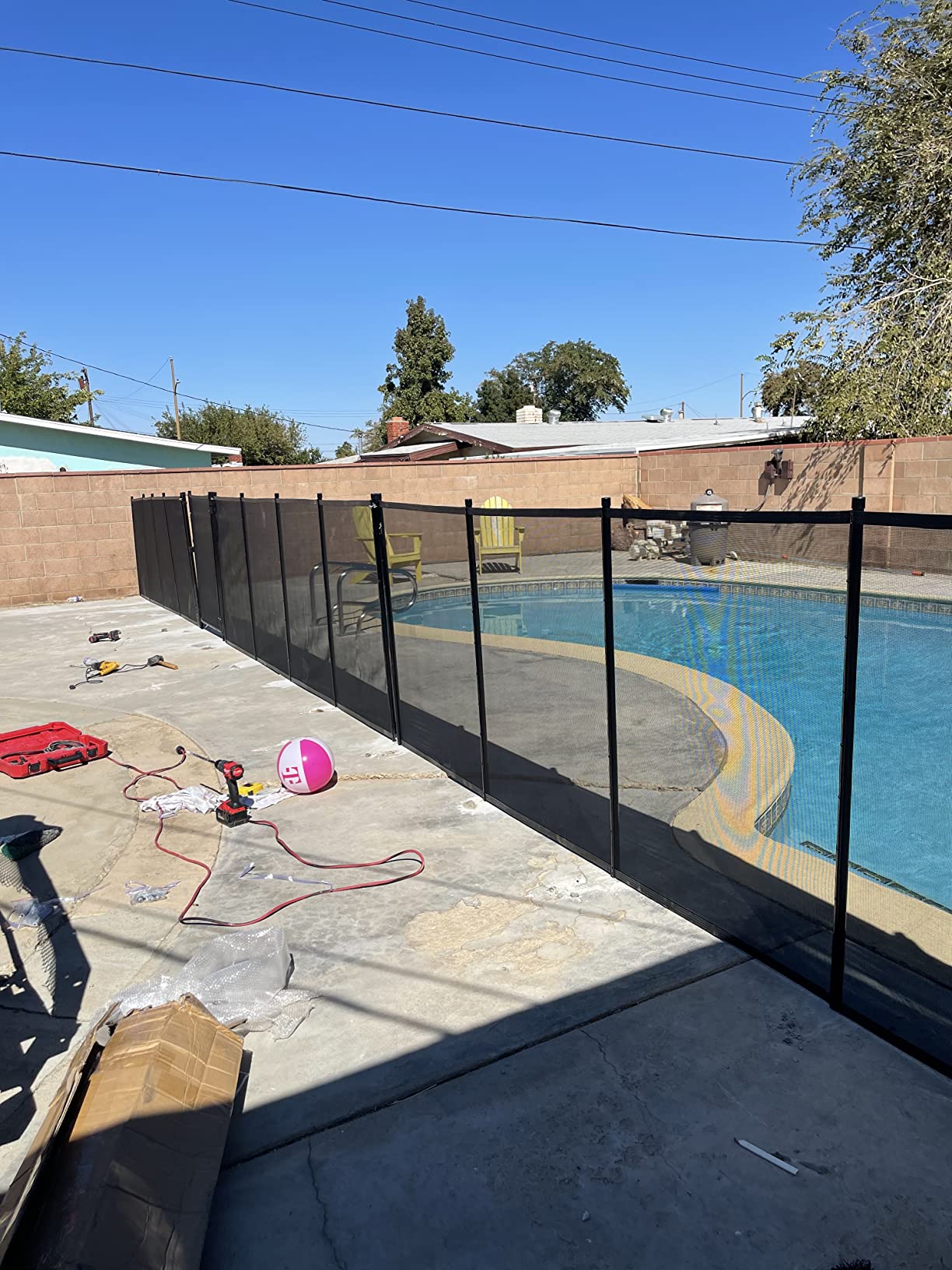 Happybuy Pool Fence, 4FTx 12FT DIY Pool Fences for Inground Pools, Removable Child Safety Pool Fencing, Swimming Pool Fence in Ground for Kids Safety, Black Pool Mesh to Protect Kids customer photo 1