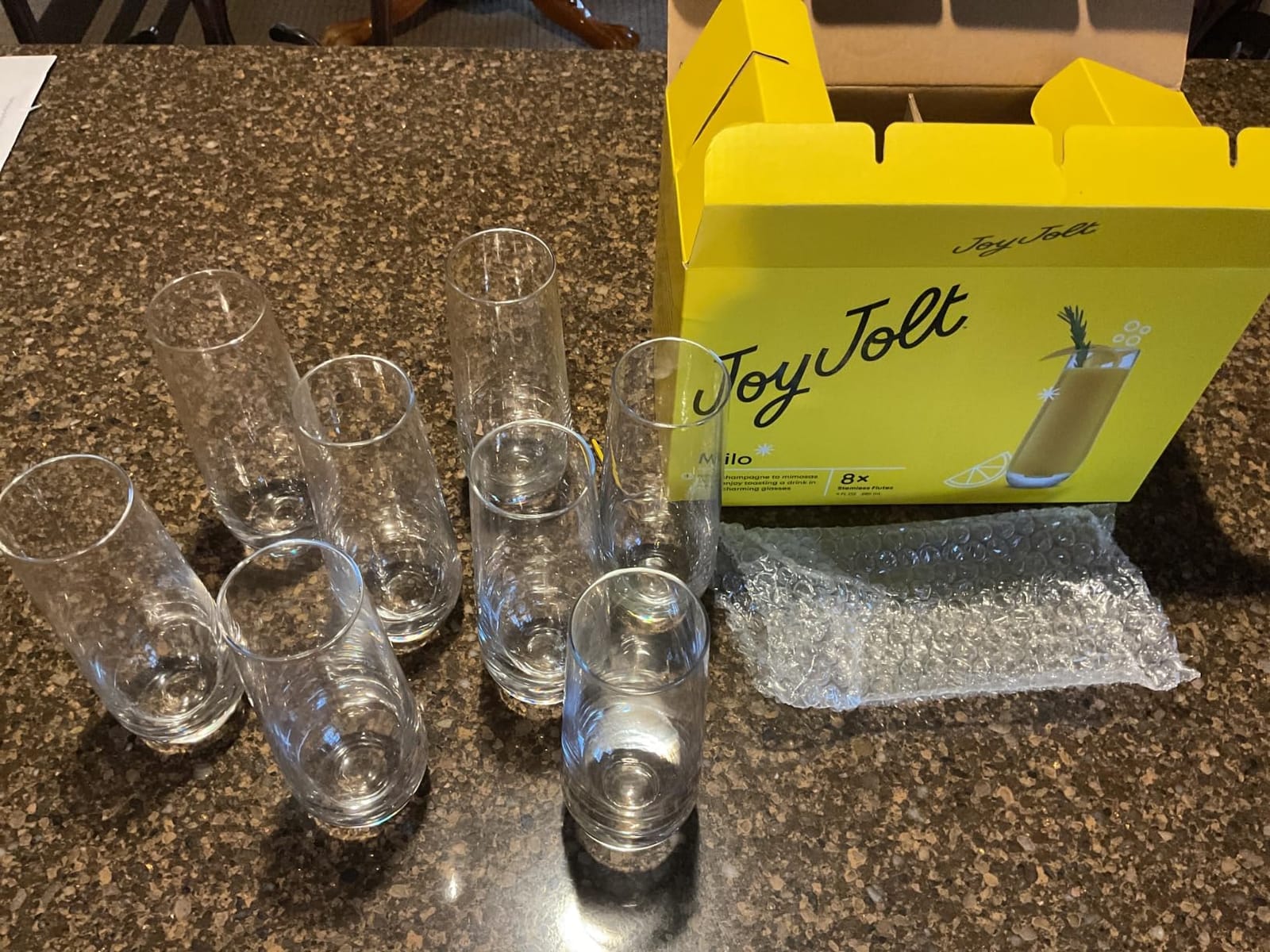 JoyJolt Milo Stemless Champagne Flutes Set of 8 Crystal Glasses. 9.5oz Prosecco Wine Flute, Mimosa Glasses, Cocktail Glass Set, Water Highball Glass, Bar Glassware customer photo 2