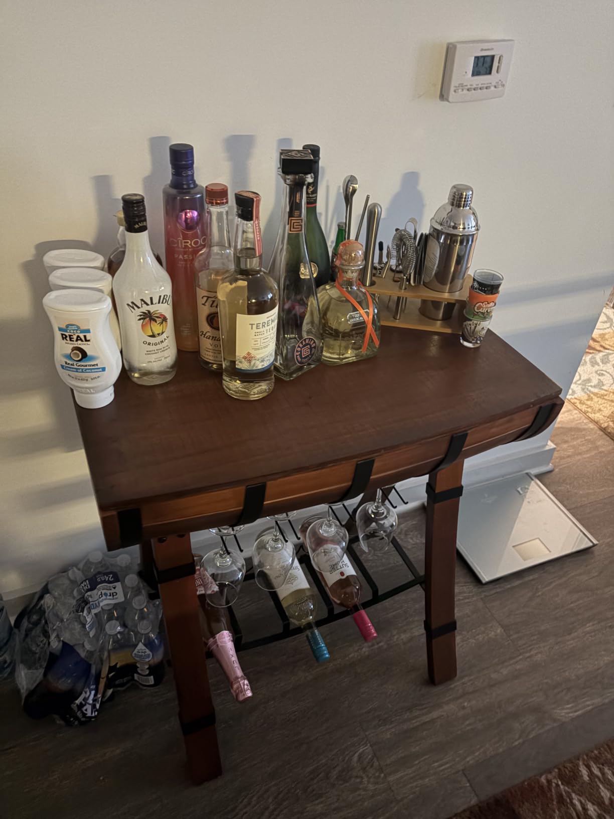 KITESSENSU Cocktail Shaker Set Bartender Kit with Stand | Bar Set Drink Mixer Set with All Essential Accessory Tools: Martini Shaker, Jigger, Strainer, Mixer Spoon, Muddler, Liquor Pourers |Silver customer photo 1