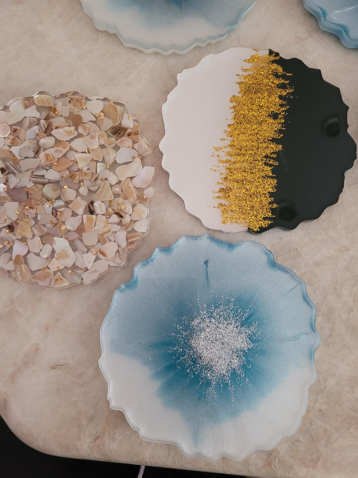 LET'S RESIN 4Pcs Resin Coaster Molds, Druzy Geode Agate Silicone Coaster Molds for Epoxy Resin, 5Inches Large Mould for DIY Art Craft Cup Mats, Durable and Flexible Moulds customer photo 2