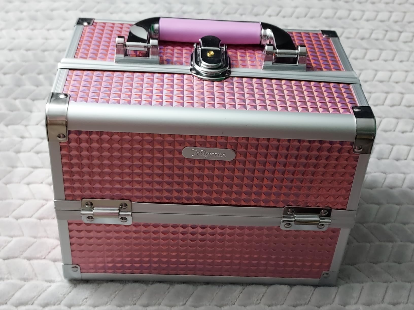 Joligrace Makeup Case Organizer Makeup Box Cosmetic Train Case with Mirror customer photo 1