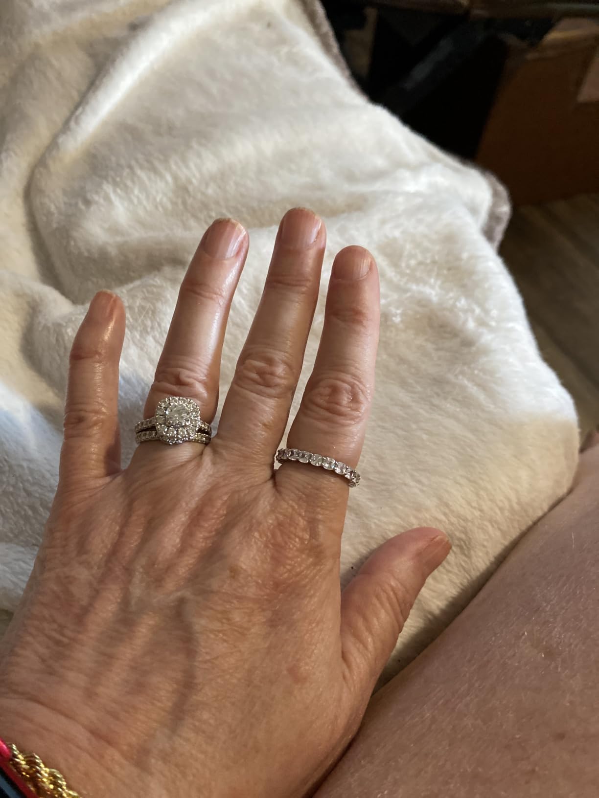 PAVOI 14K Gold Plated Eternity Ring for Women, Stackable Love Wedding Band customer photo 1