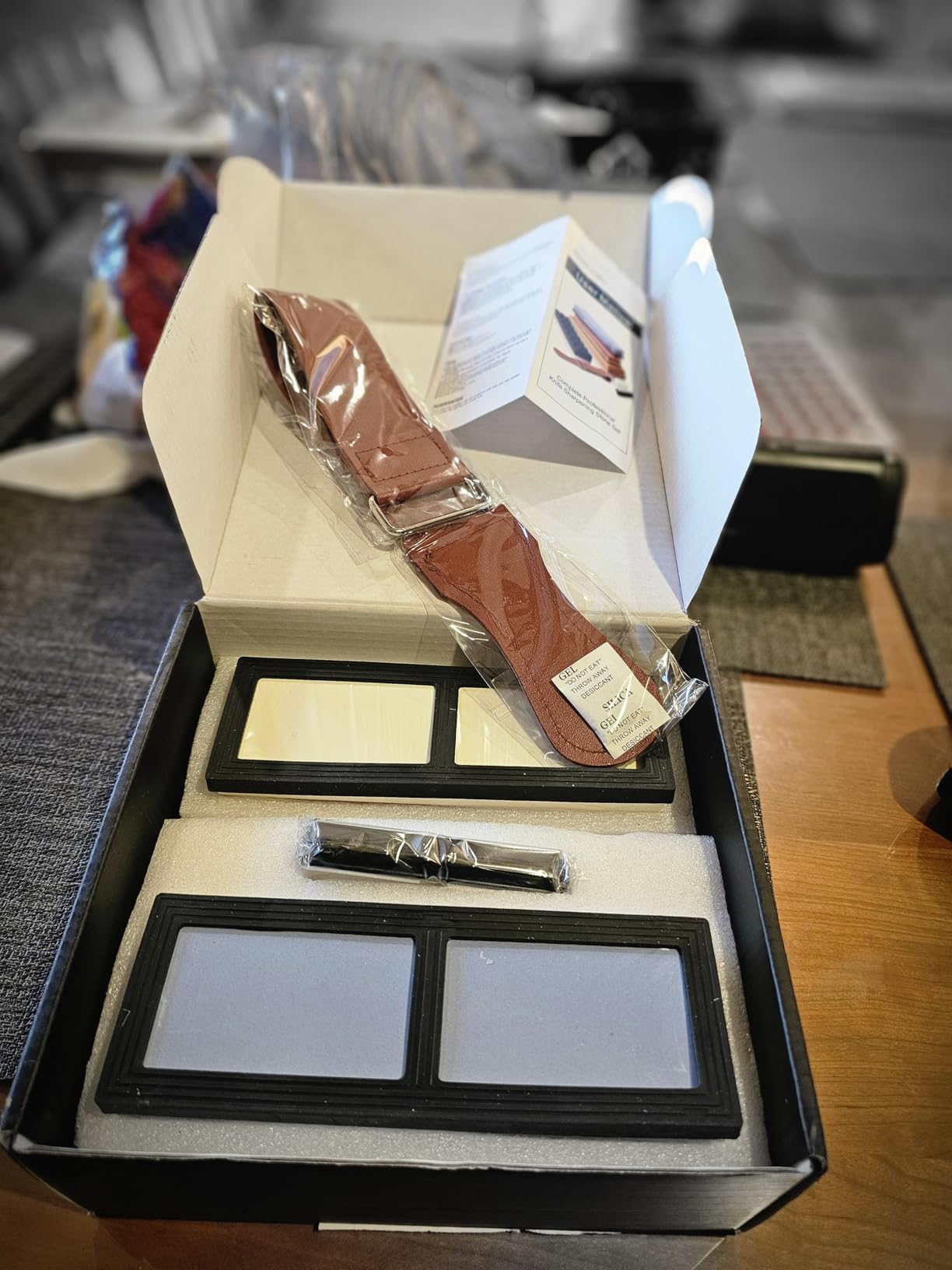 Intelitopia Complete Knife Sharpening Stone Set – Dual Grit Whetstone 400/1000 3000/8000 Knife Sharpener with Leather Strop, Flattening Stone, Bamboo Base, 3 Non-slip Rubber Bases & Angle Guide customer photo 1