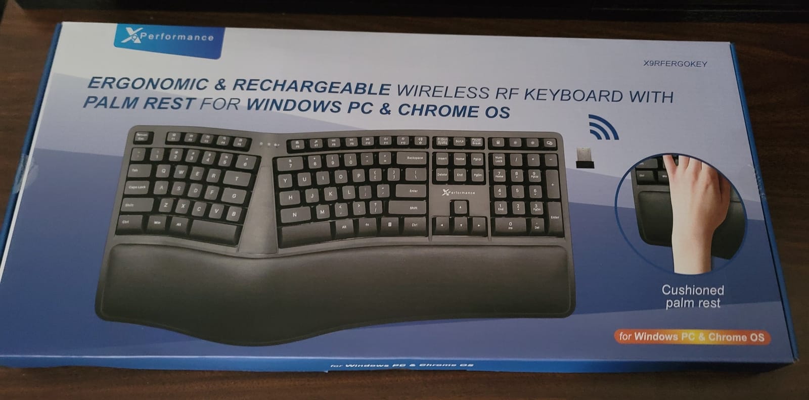 X9 Wireless Ergonomic Keyboard with Cushioned Wrist Support - Type Comfortably Longer - Wireless Split Keyboard for Laptop, PC & Chrome Computer with 110 Ergo Keys & 5ft Cable customer photo 2