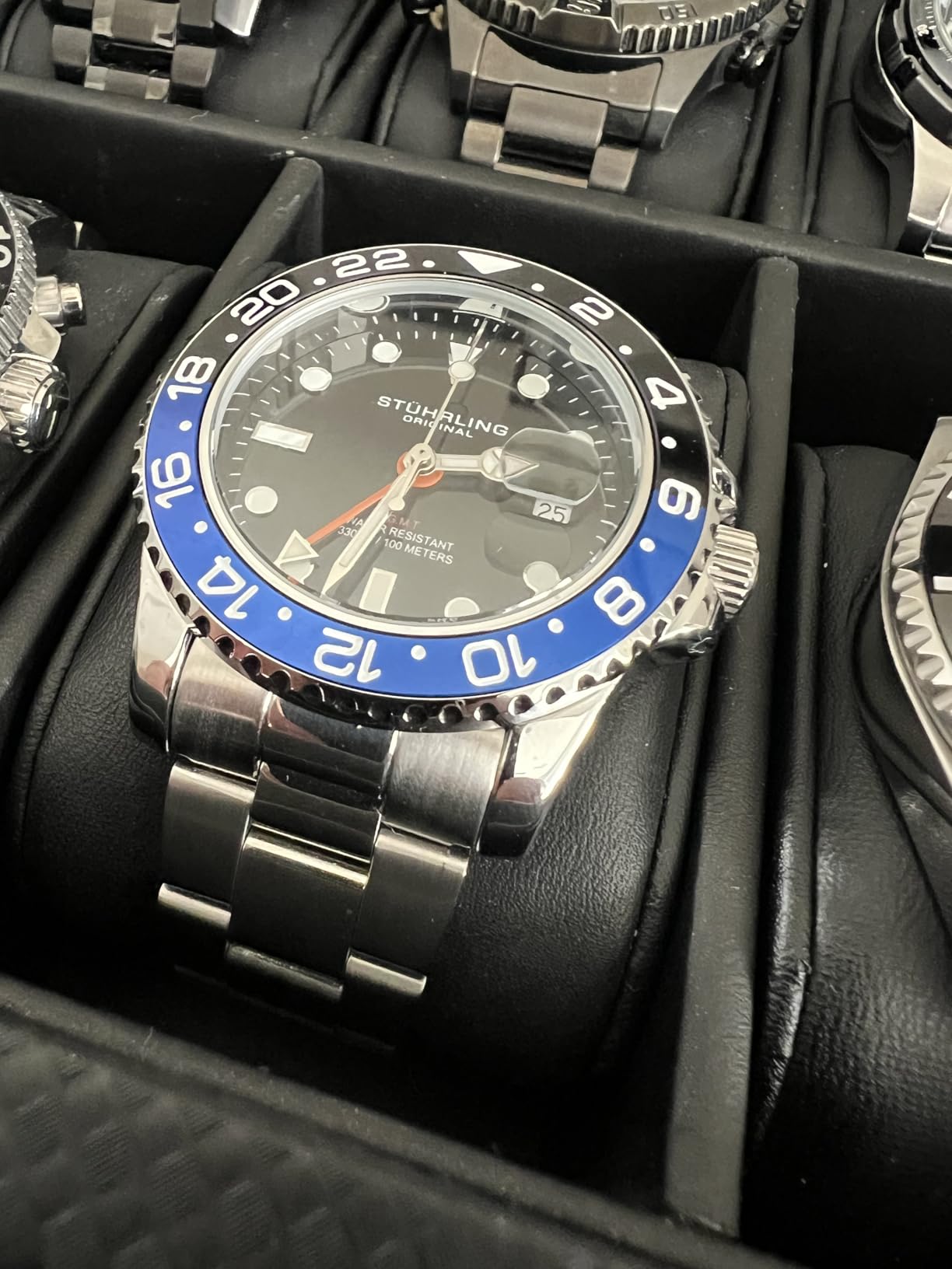 Stuhrling Original Men's Stainless Steel GMT Watch Quartz - 42mm Quartz Analog Wrist Watch for Men, Mens Quartz Watch, Stainless Steel Case, Casual Work Watch, Water Resistant Watch customer photo 1