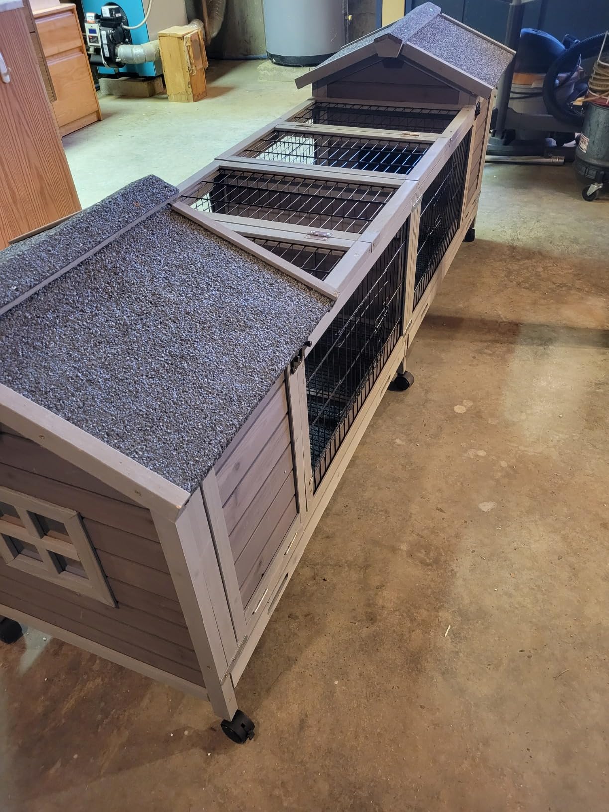 Aivituvin Rabbit Hutch Indoor Bunny Cage Outdoor Chicken Coop Rabbit House Bunny Hutch with Deeper Plastic Tray (Grey02 -one Set) customer photo 1