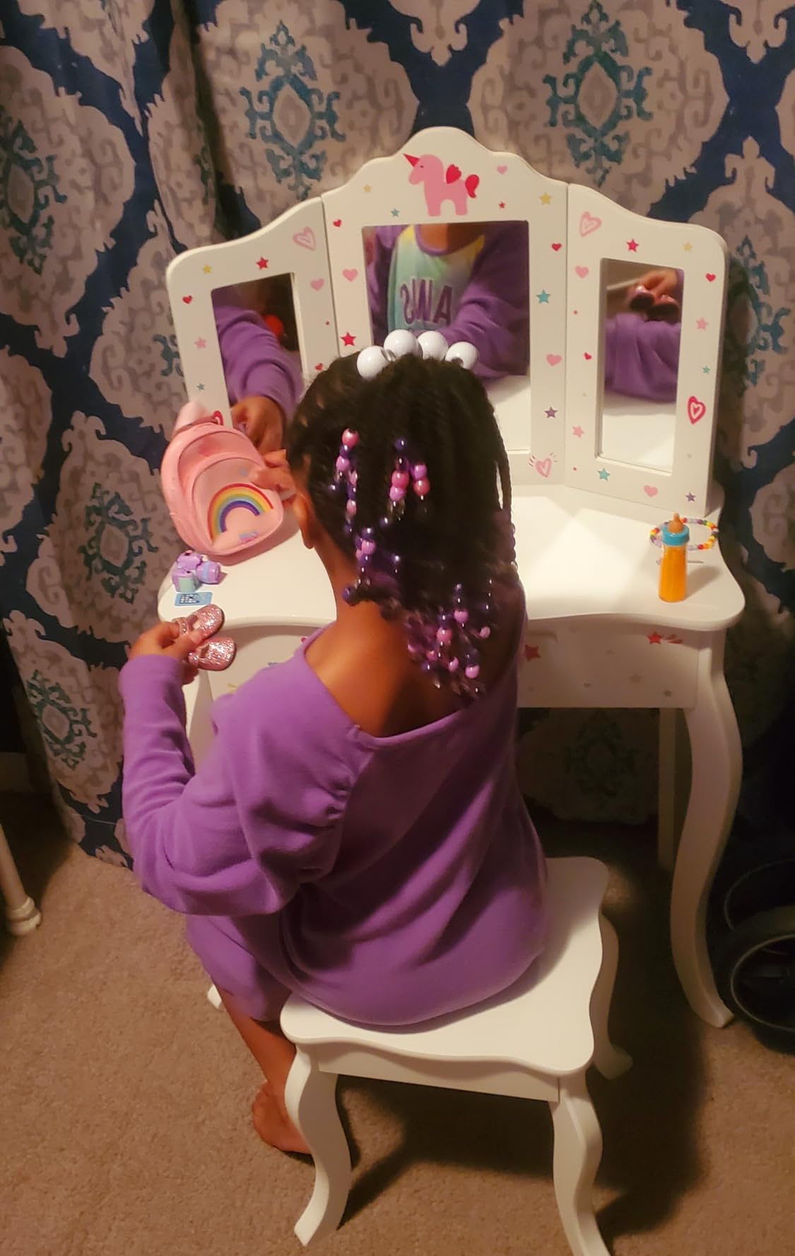 UTEX Unicorn-Themed Kids Vanity Set with Drawer for Little Girls customer photo 1