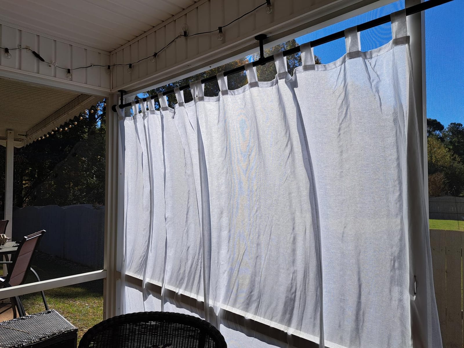 H.VERSAILTEX Outdoor Linen Sheer Curtains for Patio Waterproof - Outdoor Divider Privacy Added Light Filtering Porch Decor with Detachable Self-Stick Tab Top for Gazebo, Natural, 1 Piece, W52 x L95 customer photo 2